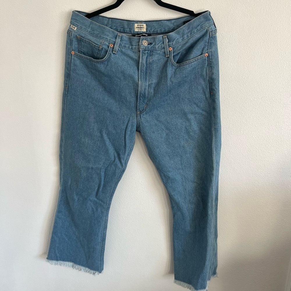 CITIZENS OF HUMANITY ESTELLA DAY TRIP FRAY HIGH-RISE ANKLE FLARE JEANS 32 - Picture 7 of 8